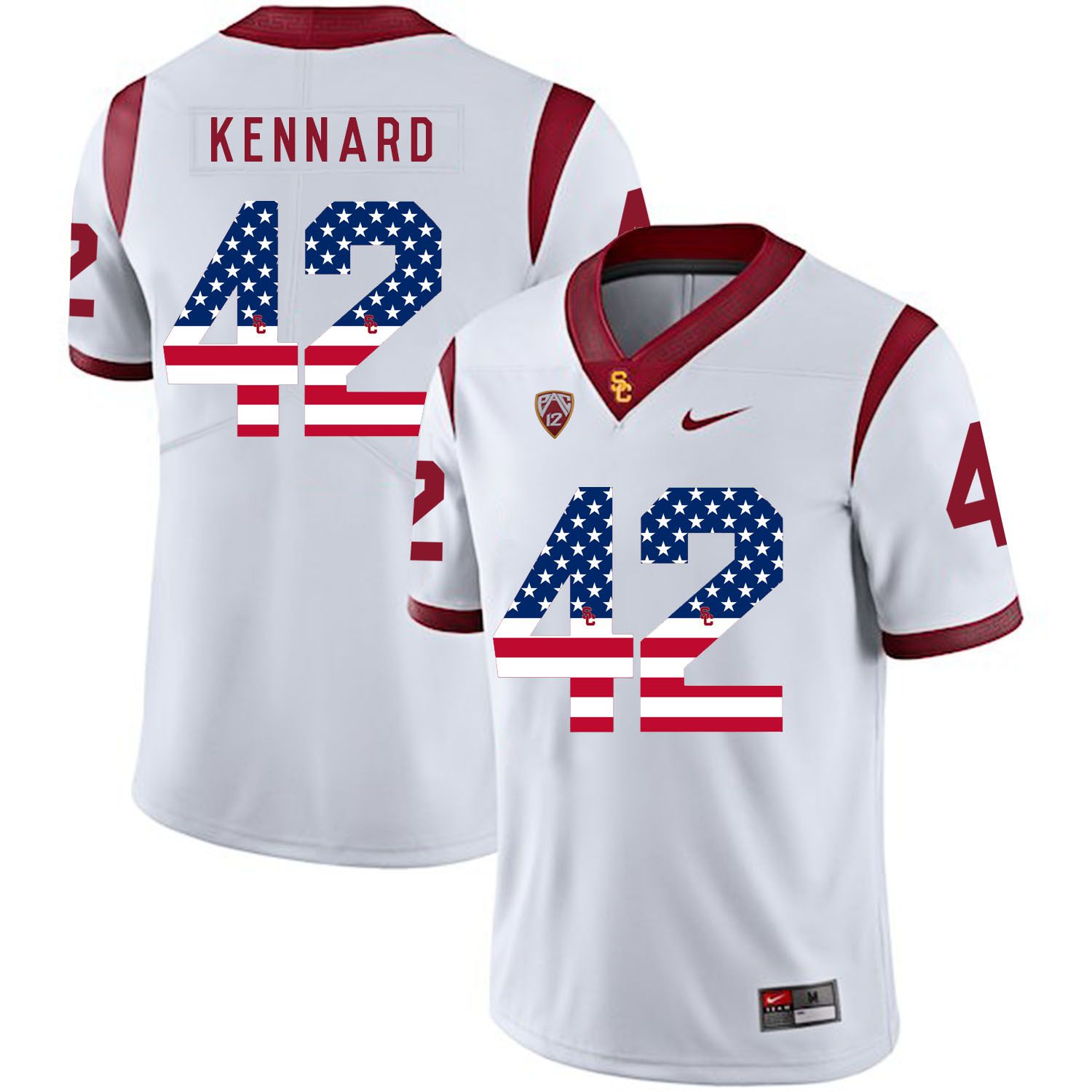 Men USC Trojans #42 Kennard White Flag Customized NCAA Jerseys->customized ncaa jersey->Custom Jersey